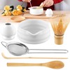 Roczential 5-Pack Matcha Set with Matcha Whisk Stand, Bamboo Matcha