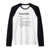Carmela Name Definition Funny Dictionary Raglan Baseball Tee