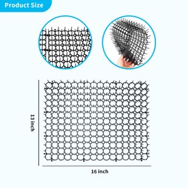 16 x 13 Inch Cat Scat Mat with Spikes, Deterrent Mat for Cats and Dogs Digging Stopper Repellent Spike Mat, 8 Pack