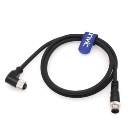 Eonvic Industrial M12 5 Pin Female Right Angle to Straight Male Aviation Sensor Connector Electrical PVC Cable 1M