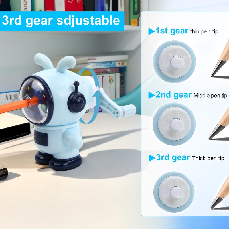 Manual Sharpener, Pencil Sharpener, Pencil Sharpener with Crank, 3 Thickness
