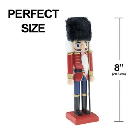 Clever Creations Red Soldier 8 Inch Traditional Wooden Nutcracker, Festive Christmas Décor for Shelves and Tables