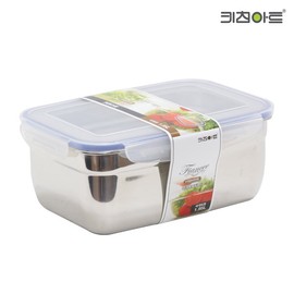 Kitchen Art Bokjin Trading Kitchen Art Fiance Stainless Steel Airtight Container Square No. 5 1.95L Storage Container / 키친아트 복진상사 키친아트 피앙세 스텐레스 밀폐용기 사각 5호 1.95L 보관용기