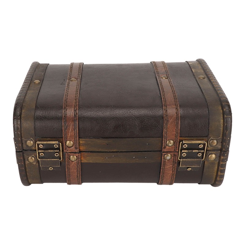 Retro Wooden Suitcase Home Party Artificial Leather Jewelry Necklace Storage