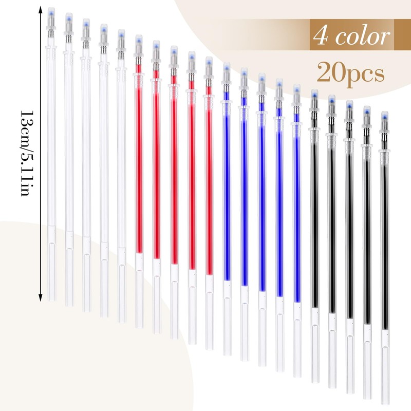 Bewudy 4pcs Heat Erasable Pens for Fabric with 20 Refills,