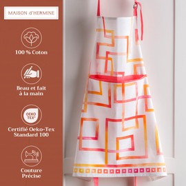 Maison d'Hermine 100% Cotton 1-Piece Kitchen Apron with Adjustable Neck and Middle Pocket, Long Ties for Women/Men, Spring/Summer