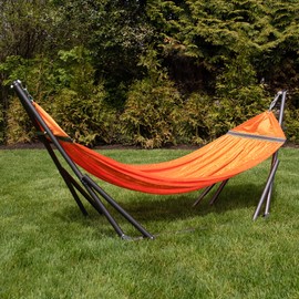 Best Home Fashion Hammock with Collapsible Steel Stand 450 lbs Capacity & Carrying Case, Portable & Adjustable, Perfect for Camping Beach Summer Patio, EZ Daze Foldable Hammock with Stand- Ivory