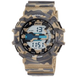 Arias ADWW18093-03 Men's Digital Dash Military Waterproof Wristwatch, Multi-functional, Backlight, Urethane Strap, Beige, beige, Watch Stopwatch, Digital, Camo