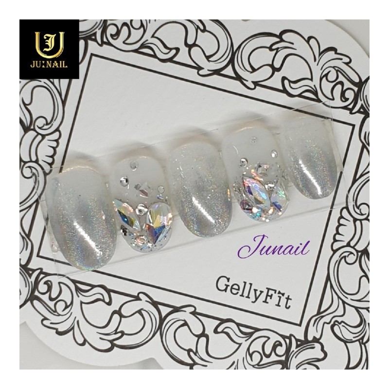 Hologram powder handmade nail tips - Short Round Square /
