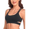 RELLECIGA Women's Black Scoop Neck Strappy Cutout Sport Bra Fitness