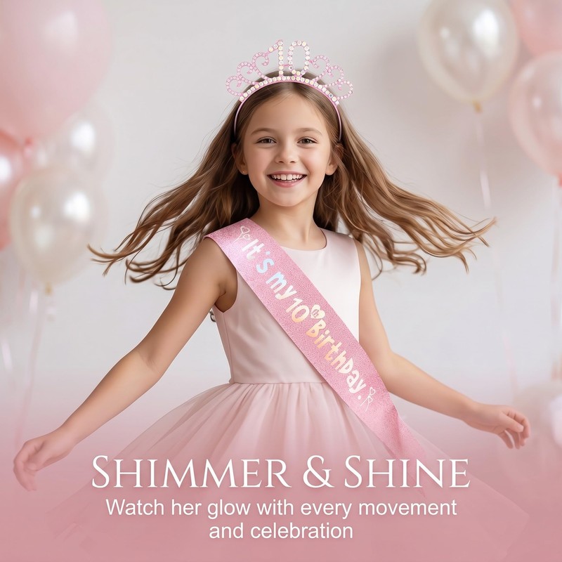 Set Fascia e Corona Compleanno per Ragazza 10 Anni, Accessori