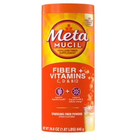 Metamucil Metamucil Sparkling Fiber Supplement + Vitamins, Plant Based Psyllium Fiber Powder with Vitamins C, D & B12, Daily Supplement for Regularity + Metabolism, Citrus Flavored, Sugar-Free, 90 Servings