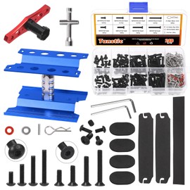 Tanstic 245Pcs Aluminum Alloy RC Car Repair Work Stand with RC Screws Kit, 360 Degree Rotation Lift/Lower RC Car Work Stand Repair Workstation for 1/8 1/10 1/12 Scale RC Cars Trucks