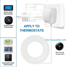 24 Volt Power Adapter/Transformer,C-Wire Adapter Thermostat，Compatible with All Versions of Ring Doorbell and Thermostat for Ecobee,Sensi and Honeywell(25Ft Cable)