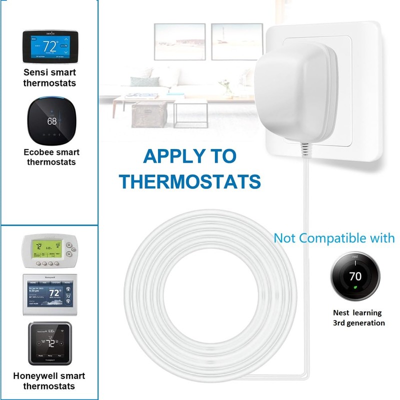 24 Volt Power Adapter/Transformer,C-Wire Adapter Thermostat，Compatible with All Versions of