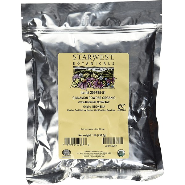Starwest Botanicals Organic Cinnamon Powder - 1 Pound - Freshly Ground Korintje Cinnamon