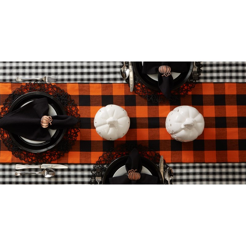 DII Buffalo Check Collection, Classic Farmhouse Table Runner, 14x108, Orange