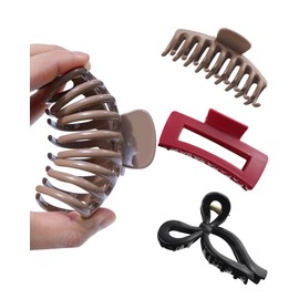 3 PCS Silicone Flexible Hair Claw Clips for Women Soft Bendable Claw Clip Scalp-Safe Soft Cloud Hairclip for Thin and Thick（Black + Red + Brown）