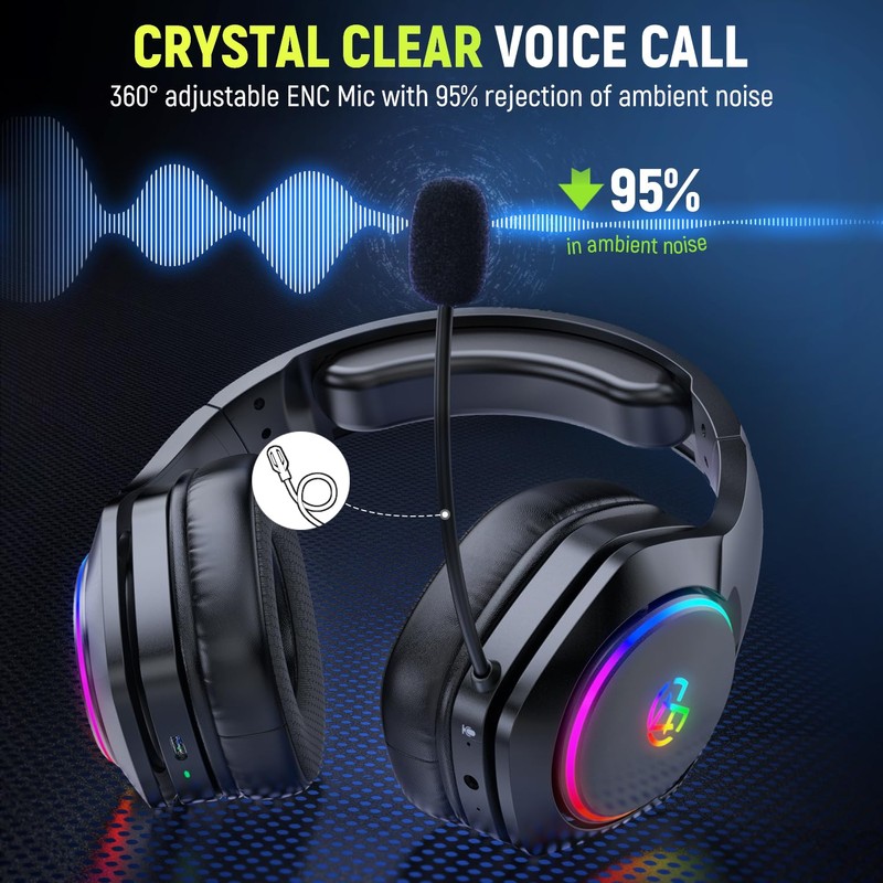 Tatybo wireless gaming Headset with mic, black