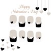 24Pcs Valentines Fake Nails Black White French Tip Press on