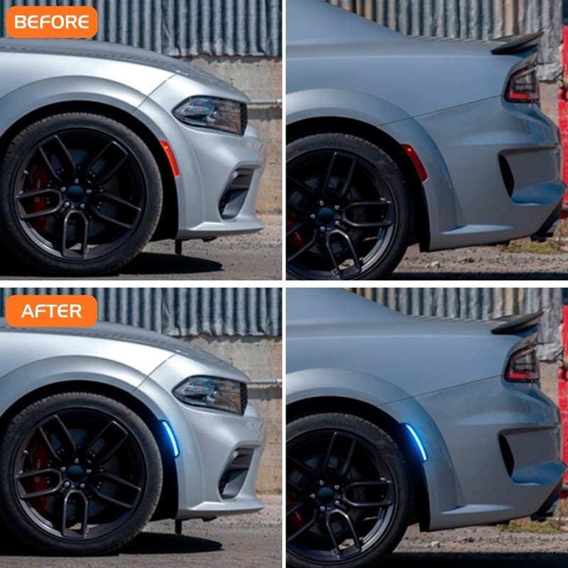 FetonAuto Blue LED Side Marker Lights for Dodge Charger 2015