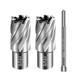 SALI 2 pcs Annular Cutter Diameter 15/16 Inch with Weldon Shank 3/4" (with 2 Flats) Cutting Depth 1" Mag Drill Bit for Magnetic Drill Press HSS Fully Ground Drill with One 1/4"*3" Pilot Pin