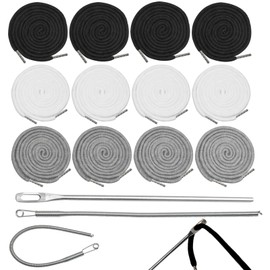 12 Pcs 66 Inches XL Drawstring Cords Replacement Extra Long Hoodie Strings with 2 Pcs Metal Easy Threader Tool for Hoodies Shorts Sweatpants Jackets Pants Trunks Coats