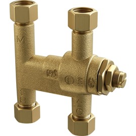 PROFLO PFMVTD38 3/8" Thermostatic Mixing Valve - Two Outlets - Rough Brass