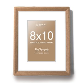 BIRZOO Artisan Solid Wood Photo Frame - Mortise & Tenon White Oak & Tempered Glass - Premium Quality Wall Display Picture Frame (Oak, 8X10)
