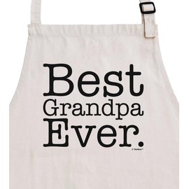 ThisWear Gifts For Grandpa Best Grandpa Ever Two Pocket Adjustable Bib Apron Cream