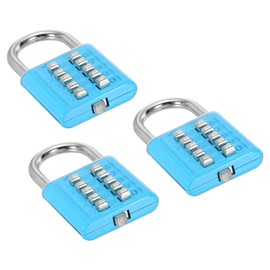 PATIKIL 10 Digit Button Combination Padlock, 3 Pack 5 Position Locking Mechanism Push Button Security Digital Lock for Gym Sports Locker Cabinet Toolbox, Blue