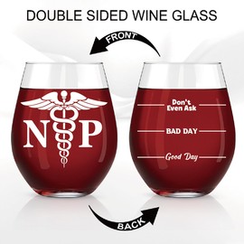 Perfectinsoy NP Nurse Practitioner Wine Glass, Funny Stemless Wine Glass Gifts for NP Nurse, Nurse Practitioner Gifts for Women Men, Graduation Gifts for Nurse Student, Nurses Week Birthday Gifts