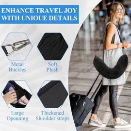 KDJXZ Stuffable Neck Pillow for Travel，Neck Pillow Stuffable with Clothes, Travel neck pillows With Adjustable Straps, Soft Neck Pillow Fillable Go Travel for Essentials Extra Luggage (1, Black)