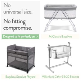 Bedside Sleeper Bassinet Sheets 35x20 Compatible with MiClassic, Milliard Bassinet and Large Bedside Sleepers – Snuggly Soft 100% Jersey Cotton – Light + Dark Grey – 2 Pack