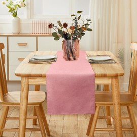 YATOJUZI Pink Table Runner Valentines Day Seasonal Summer Kitchen Dining Coffee Table Decoration 55 Inches Long Waterproof Farmhouse Rustic Table Runner Pink Home Wedding Party Decor 16x55Inch