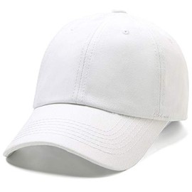 Lanzom Men Women Adjustable Baseball Cap Vintage Cotton Washed Distressed Hats Twill Plain Dad Hat with Ponytail (White, One Size)