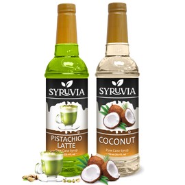 Syruvia Coffee Syrup Variety Pack - Pistachio Latte & Coconut- Gluten-Free, Kosher, 25.4 fl oz Bottles - Enhance Your Coffee Experience with Premium Flavoring Syrups