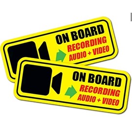2 pcs Camera on Board Recording Safety Vigilance Sticker Warning, 6 inches - Security Alarm Window Car Theft Sticker Safety Decals