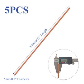 SZLIZHUO 5PCS 0.2”/5mm Dia*12”/305mm Length 9.998% Pure Copper Round Rod Solid Copper Rod Lathe Bar Stock for DIY Metal Craft Metal Working Hobbies（5PCS,5x305mm）