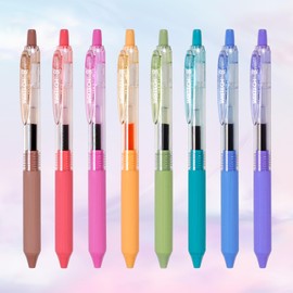 WRITECH Gel Pens Fine Point: 0.5mm Multicolor Ink Retractable 8ct Smooth Writing No Smear for Journaling Drawing Note Taking Silent Click Assorted Colored Pen Set