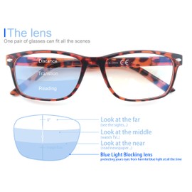 MODFANS Progressive Multifocus 1.0 Reading Glasses,Blue Light Blocking Glasses,Anti-Glare,Anti-Eye Fatigue,UV Protection for Computer/TV/Tablet/Phone,Readers with Comfort Sping Hinge