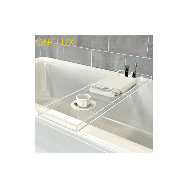 ONELUX Durable Clear Acrylic Towel Tray,Lucite Bathtub Caddy