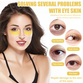 MHDUYEG 30 Pairs Gold Eye Pads, Eye Pads Against Dark Circles, Collagen Eye Pads, Eye Pads Against Wrinkles, Collagen, Golden Eye Pads, Dark Circles Pads for Anti-Ageing, Dark Circles Removal