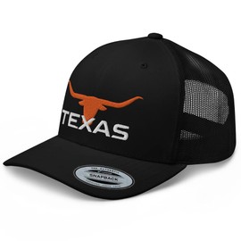 RIVEMUG Texas Orange Longhorn TX Western Trucker Hat Country Ranch Cowboy Farm Embroidered Snapback Baseball Cap