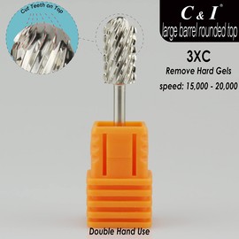 C & I Rounded Top Nail Drill, Large Barrel Edition, E-File Head for Nail File Machines, Design for Quick Remove Gel Nails (Triple Coarse - 3XC)