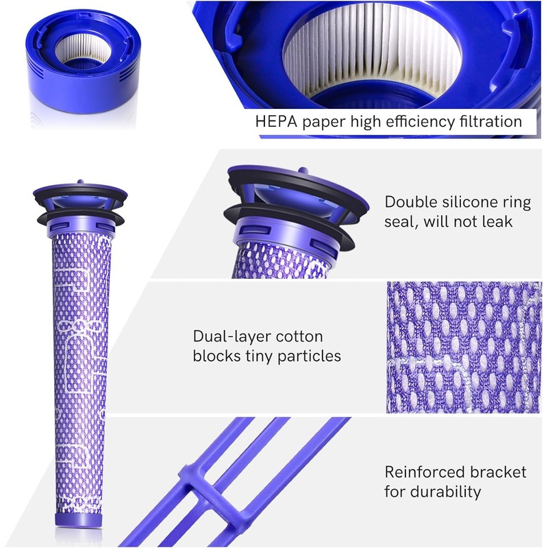6 Pack Vacuum Filter Replacement for Dyson V7, V8 Animal