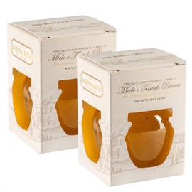 2 x White Truffle Honey, Premium Italian Acacia Honey With White Truffle Shavings, Gourmet Condiment, Ideal for Breakfast, Cooking And As A Cheese Accompaniment, 2 x 130g Jars
