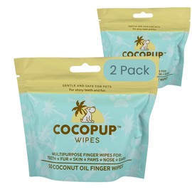 Cocopup Dog Teeth Cleaning Wipes Ear Nose Paws Fur Cleaner Pure Coconut Oil 2 Packs of 50