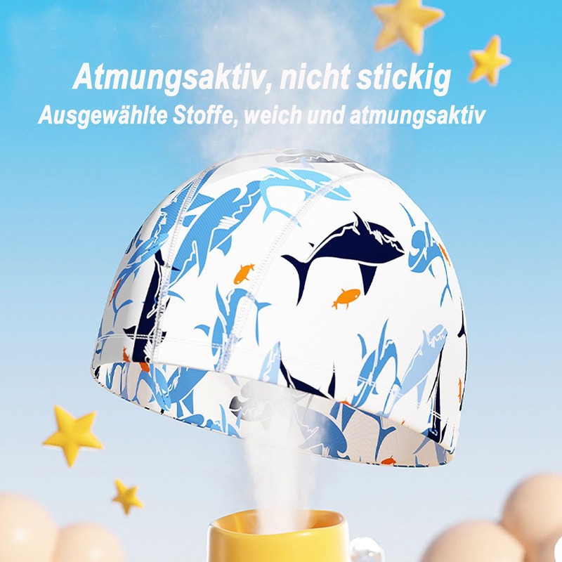 Ancaiqi Children's Swimming Cap, Fabric Bath Hat, Printed Bath Hat