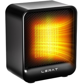 Lerat Space Heater, Portable Mini Heater for Indoor Use, 500W Fast Heating Small Desk Heater with Overheating & Tip-Over Protection, Lightweight Electric Heaters for Office, Home, Camping (Black)